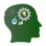 Grüne Kopf mit Wissen Symbole