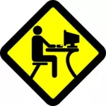 Computer user yellow sign