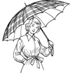 Bayan şemsiye ile