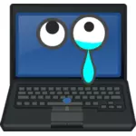 Laptop menangis mata melihat pada layar vektor ilustrasi