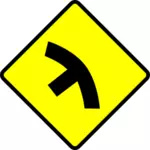 T-junction in curve caution sign vector image