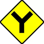 Y-road caution sign vector illustration