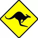 Kangourou sur attention route signe image vectorielle