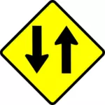 Двусторонний дорожный знак осторожно векторное изображение