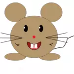 Vector illustration of smiling brown cartoon mouse