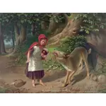 Красная шапочка встреча цветной рисунок волка