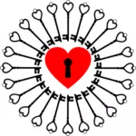 Kilitli kalp ve anahtarları