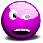 Vektorikuva violetista pelokkaasta hymiöstä