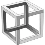 Cube impossible MC Eschers en image clipart vectoriel en niveaux de gris