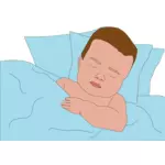 Vector de la imagen del niño en la cama