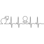 Male and female symbols with EKG