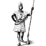 Afrika Barat prajurit dan pemburu di lengan gaun vektor gambar