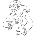 Mies ja nainen halaavat