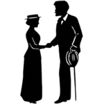 האיש והאישה לוחץ ידיים