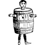 Ilustración de vector de hombre en un barril de pie