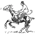 Homem cavalgando um cavalo velho