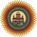 Vektorgrafikk av farge chakra av en bygning