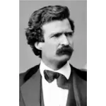 Vektorikuva fotorealistisesta Mark Twainin muotokuvasta