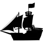 Middelalderske skip silhuett