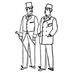 Takım elbise giyen iki beyefendi çizim