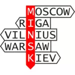 Minsk og naboer retning pekeren vektor image