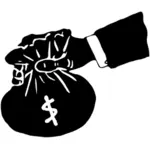 Dollar tas in vector silhouet