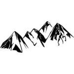 Gráficos vetoriais de topos de montanhas em preto e branco