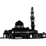 Bredt moskeen svarte og hvite silhuetten vektor image