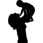Mother and baby silhouette image