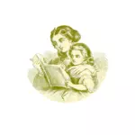 Mama citind pentru imaginea vectorială ei fiica