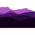 紫の色合いで山々 のシルエット