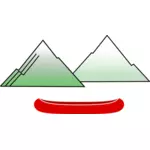 Canoe with mountains