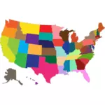 Mapa de multi-coloridas dos Estados Unidos