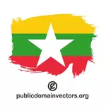 미얀마의 국기는 벽에 그려진