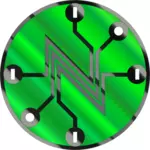 Lesklé zelené elektrický obvod symbol