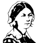 Черное и белое векторное изображение медицинской сестры