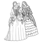 Baroque शैली के कपड़े में दो महिलाओं