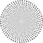 Numbers vortex in black and white vector image