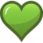 Grønne hjerte med brun kantlinje vektorgrafikk
