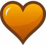 Oranžové srdce s tlusté hnědé okraje Vektor Klipart