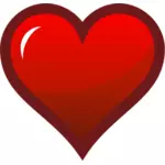Corazón rojo con dibujo vectorial de borde grueso de color marrón