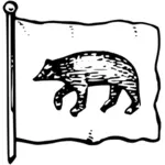 Oliveira pinto com um urso em clip-art vector preto e branco