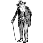 Oude man met wandelstok vector afbeelding