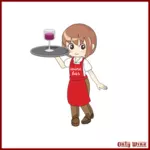 Cameriera di bar con vino