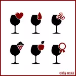 Seis copos de vinho