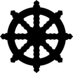Ornate dharma wheel silhouette