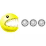 Illustration vectorielle de monstre de pacman manger des pilules