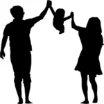 Ouders met kind silhouet