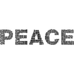 Svart siluett av '' krig och fred '' ord