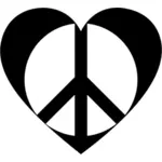 Heart and peace symbol silhouette